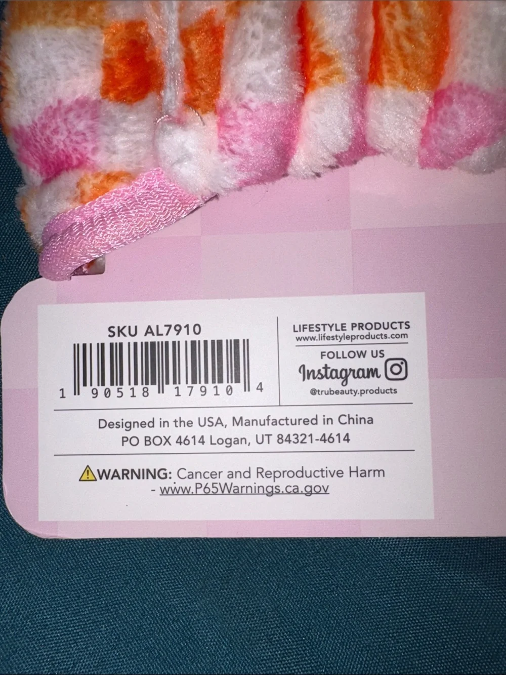 Orange & Pink Checkered Adjustable Spa Headband